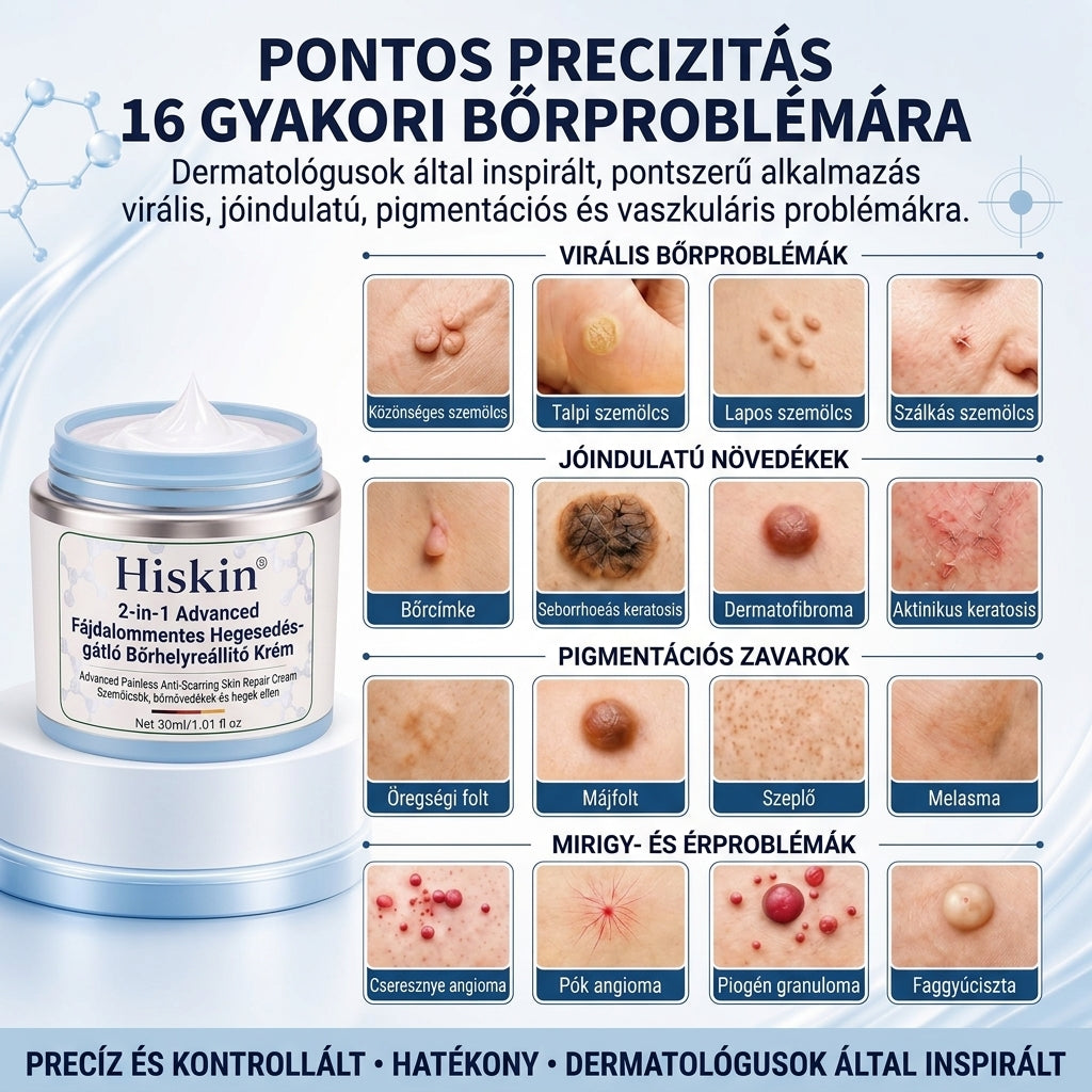 𝐇𝐢𝐬𝐤𝐢𝐧® 2 az 1-ben fejlett, fájdalommentes és hegmentes bőrmegújító krém – bőrkinövések, szemölcsök és látható bőrhibák ellen